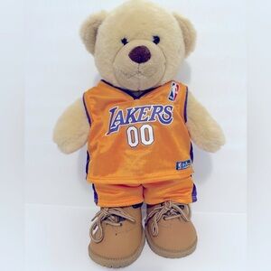 Build-A-Bear Plush with Purple and Gold Jersey and shorts